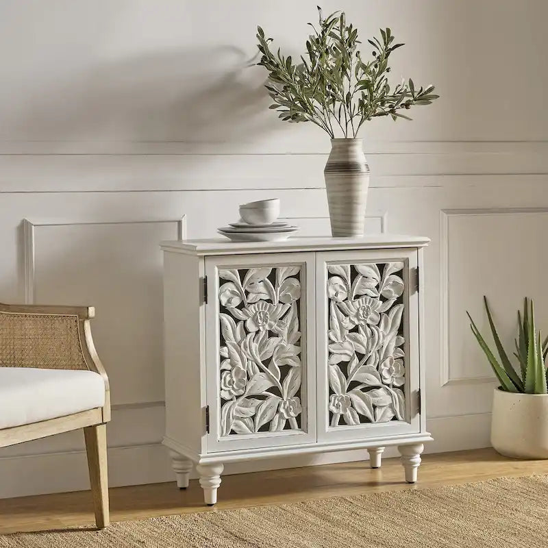 Meuble d'appoint Alban Traditional 32" avec porte creuse et lumière LED par HULALA HOME