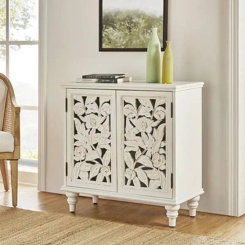 Meuble d'appoint Alban Traditional 32" avec porte creuse et lumière LED par HULALA HOME