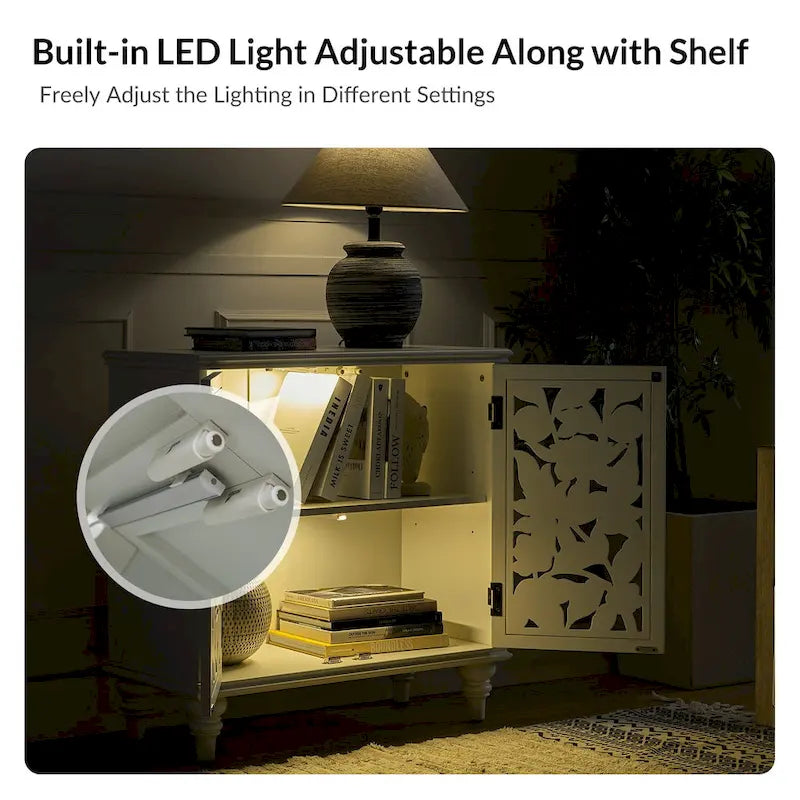 Meuble d'appoint Alban Traditional 32" avec porte creuse et lumière LED par HULALA HOME
