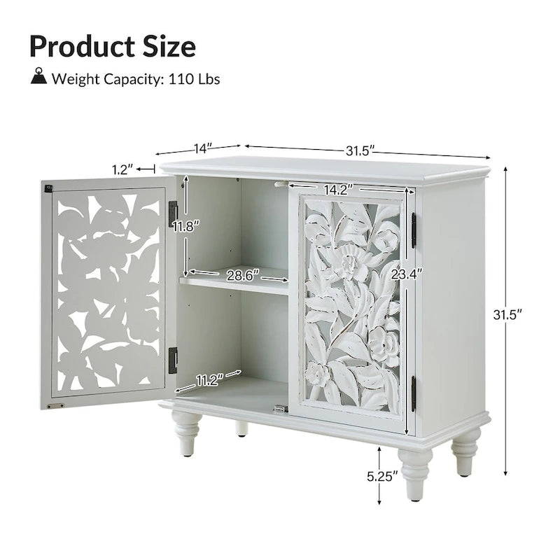 Meuble d'appoint Alban Traditional 32" avec porte creuse et lumière LED par HULALA HOME