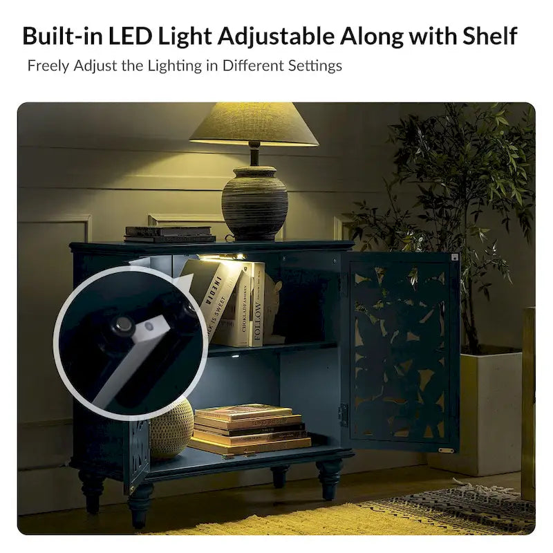 Meuble d'appoint Alban Traditional 32" avec porte creuse et lumière LED par HULALA HOME