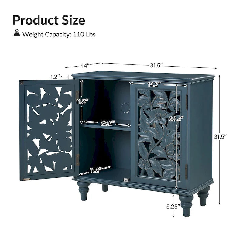Meuble d'appoint Alban Traditional 32" avec porte creuse et lumière LED par HULALA HOME