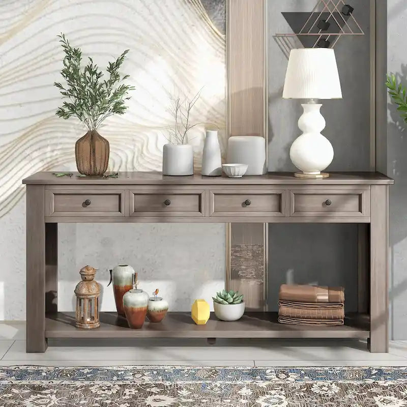 Console avec tiroirs de rangement et étagère inférieure