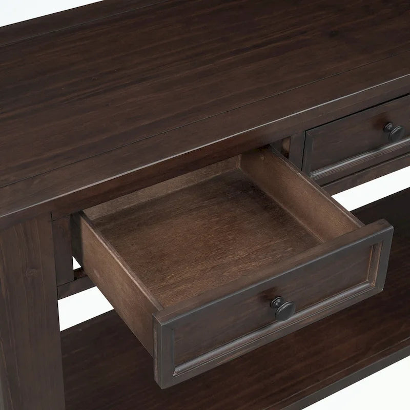 Console avec tiroirs de rangement et étagère inférieure