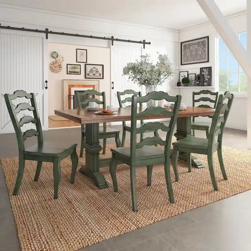 Table à manger Eleanor à plateau bicolore en bois massif par iNSPIRE Q Classic