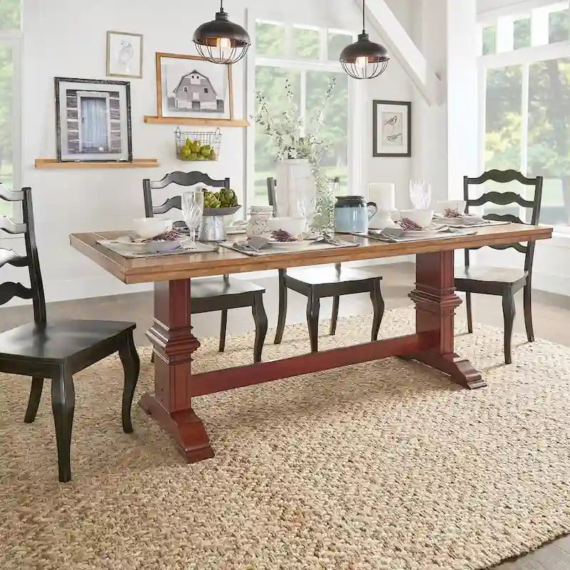 Table à manger Eleanor à plateau bicolore en bois massif par iNSPIRE Q Classic