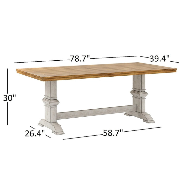 Table à manger Eleanor à plateau bicolore en bois massif par iNSPIRE Q Classic