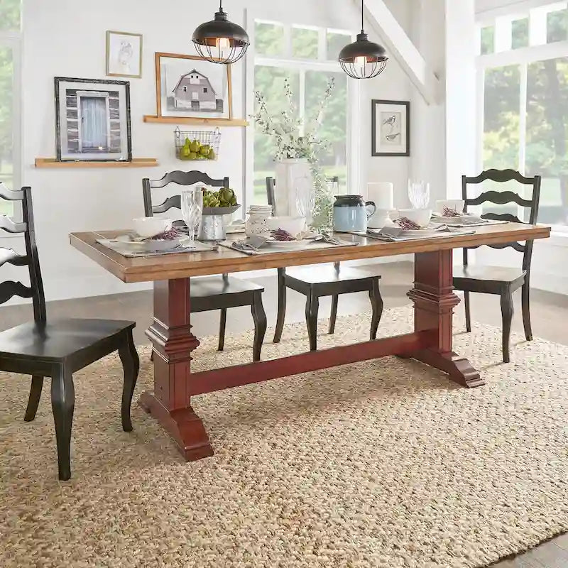 Table à manger Eleanor à plateau bicolore en bois massif par iNSPIRE Q Classic