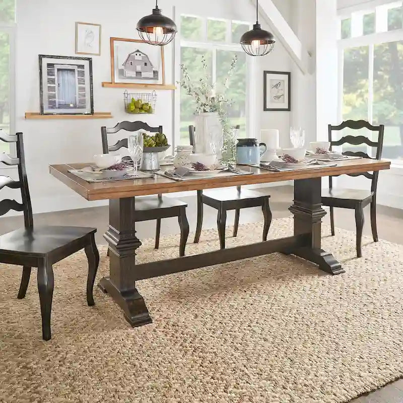 Table à manger Eleanor à plateau bicolore en bois massif par iNSPIRE Q Classic