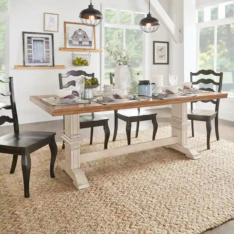 Table à manger Eleanor à plateau bicolore en bois massif par iNSPIRE Q Classic