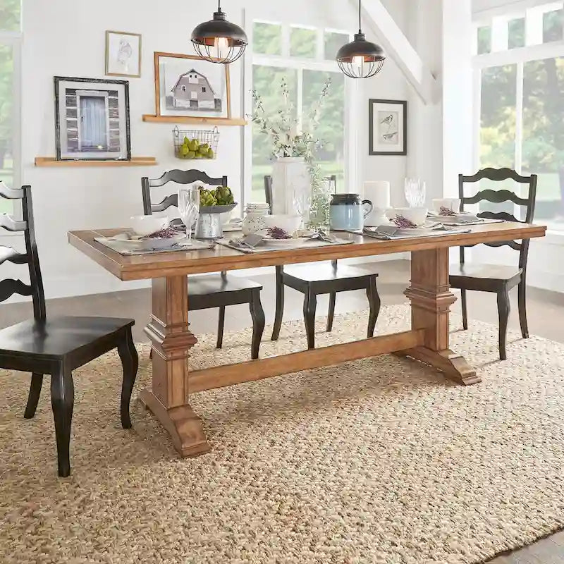 Table à manger Eleanor à plateau bicolore en bois massif par iNSPIRE Q Classic
