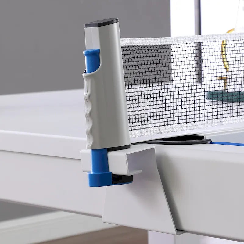 Table de billard Norwalk 2,13 m en ardoise, intérieure/extérieure, ensemble de salle à manger 6 places avec 4 bancs et accessoires, finition blanche