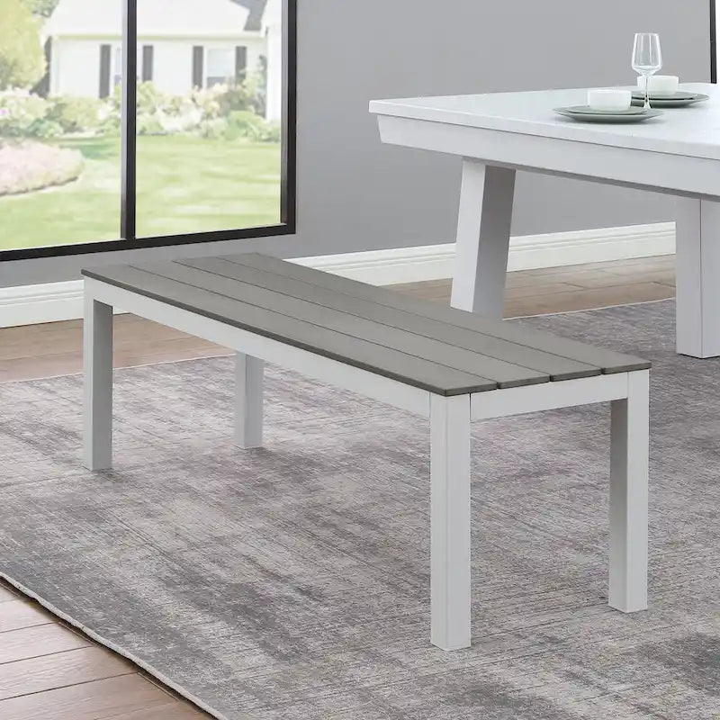 Table de billard Norwalk 2,13 m en ardoise, intérieure/extérieure, ensemble de salle à manger 6 places avec 4 bancs et accessoires, finition blanche
