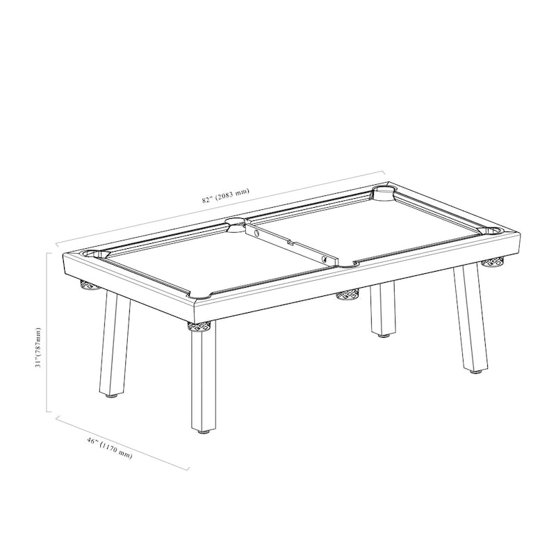 Table de billard Norwalk 2,13 m en ardoise, intérieure/extérieure, ensemble de salle à manger 6 places avec 4 bancs et accessoires, finition blanche