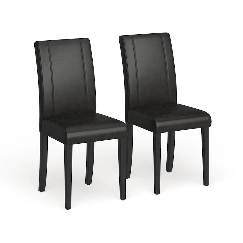 Chaises de salle à manger Parsons rembourrées en similicuir et bois massif de style urbain Roundhill Furniture (Lot de 2)