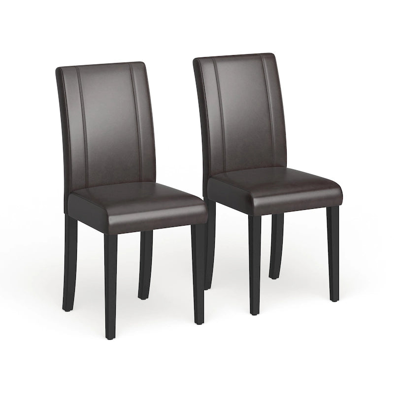 Chaises de salle à manger Parsons rembourrées en similicuir et bois massif de style urbain Roundhill Furniture (Lot de 2)