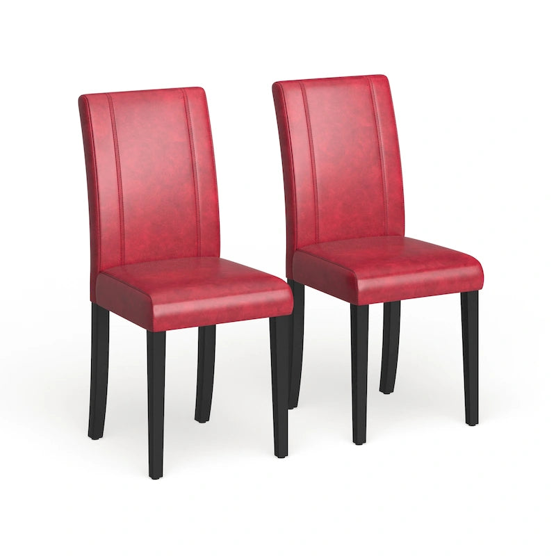 Chaises de salle à manger Parsons rembourrées en similicuir et bois massif de style urbain Roundhill Furniture (Lot de 2)