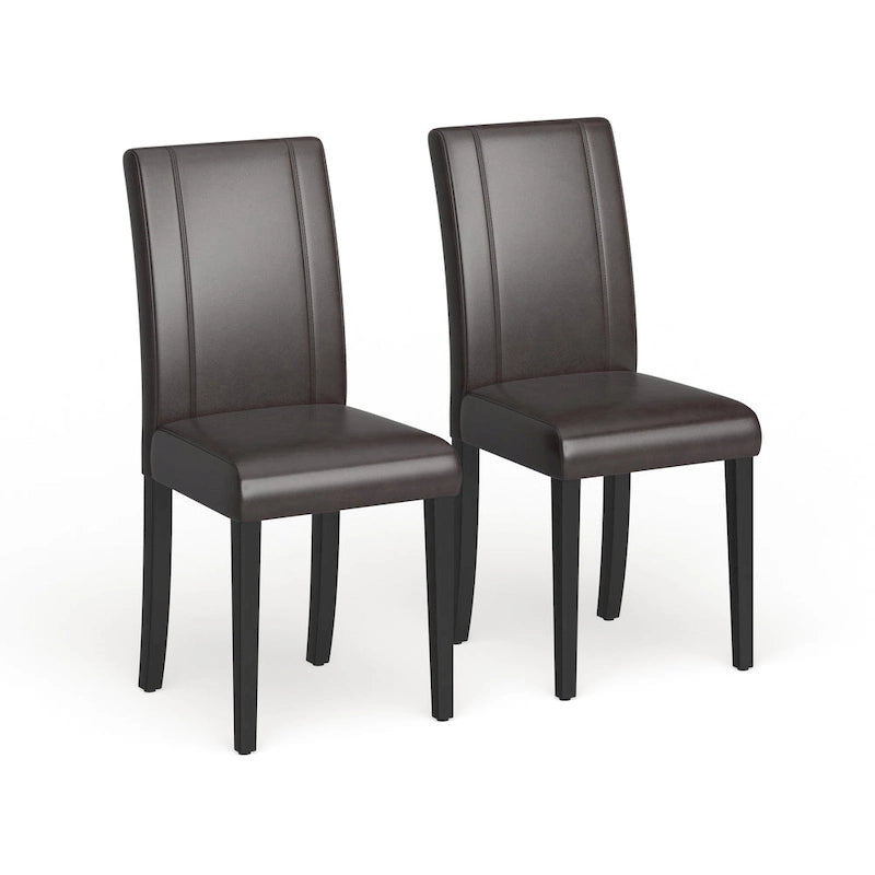 Chaises de salle à manger Parsons rembourrées en similicuir et bois massif de style urbain Roundhill Furniture (Lot de 2)