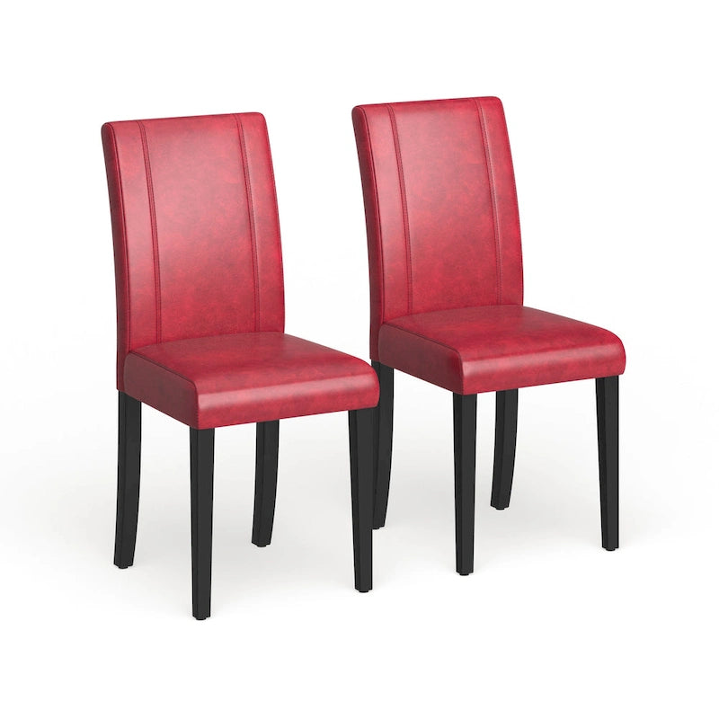 Chaises de salle à manger Parsons rembourrées en similicuir et bois massif de style urbain Roundhill Furniture (Lot de 2)