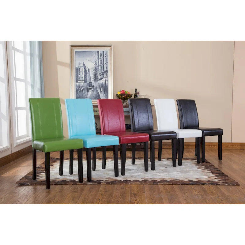 Chaises de salle à manger Parsons rembourrées en similicuir et bois massif de style urbain Roundhill Furniture (Lot de 2)