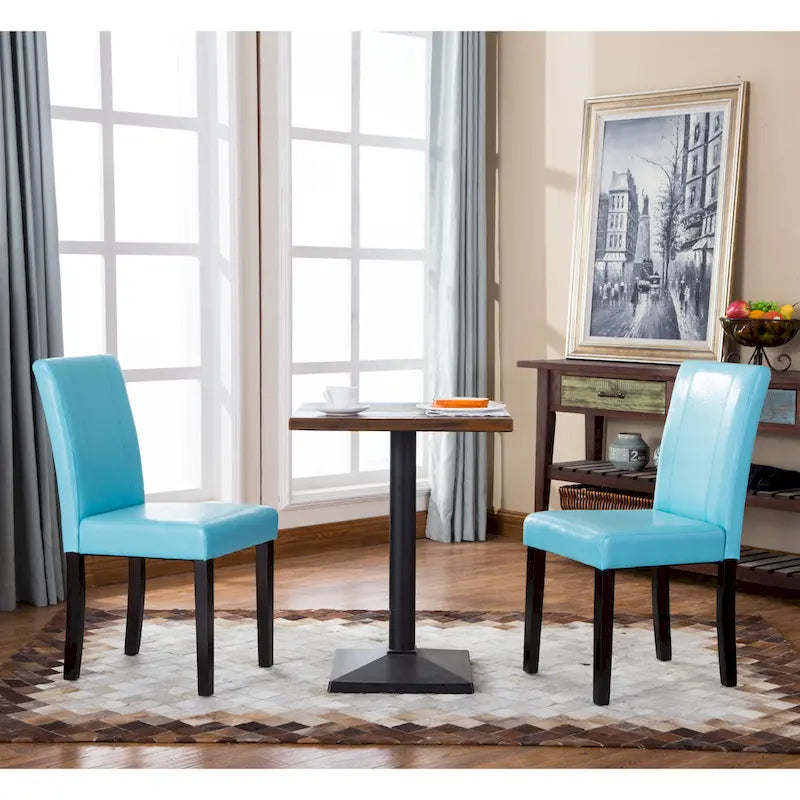 Chaises de salle à manger Parsons rembourrées en similicuir et bois massif de style urbain Roundhill Furniture (Lot de 2)