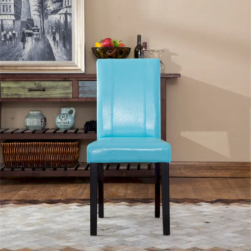 Chaises de salle à manger Parsons rembourrées en similicuir et bois massif de style urbain Roundhill Furniture (Lot de 2)
