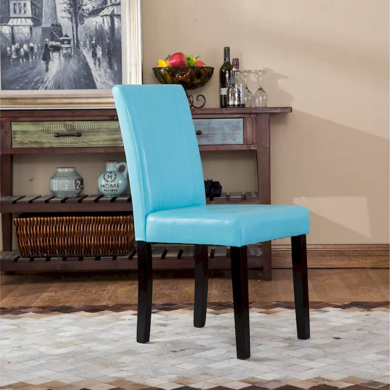 Chaises de salle à manger Parsons rembourrées en similicuir et bois massif de style urbain Roundhill Furniture (Lot de 2)
