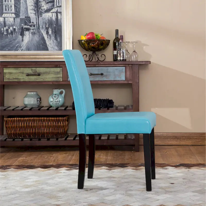 Chaises de salle à manger Parsons rembourrées en similicuir et bois massif de style urbain Roundhill Furniture (Lot de 2)