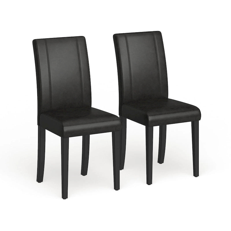 Chaises de salle à manger Parsons rembourrées en similicuir et bois massif de style urbain Roundhill Furniture (Lot de 2)