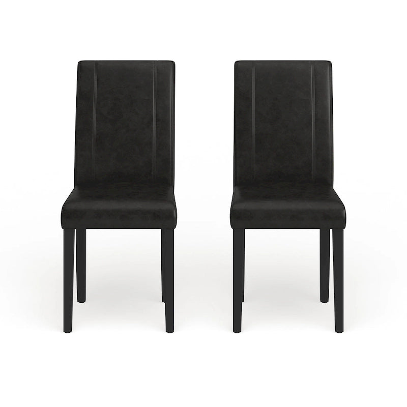 Chaises de salle à manger Parsons rembourrées en similicuir et bois massif de style urbain Roundhill Furniture (Lot de 2)