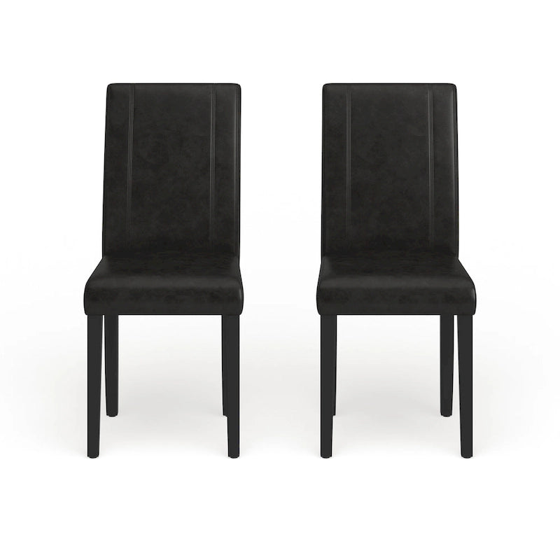 Chaises de salle à manger Parsons rembourrées en similicuir et bois massif de style urbain Roundhill Furniture (Lot de 2)