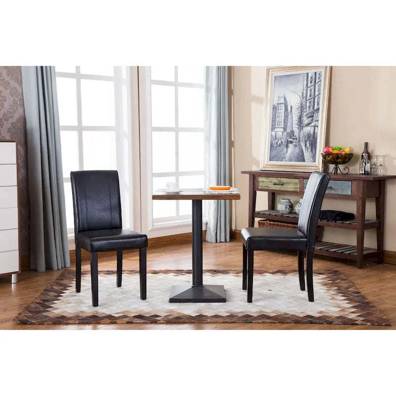 Chaises de salle à manger Parsons rembourrées en similicuir et bois massif de style urbain Roundhill Furniture (Lot de 2)