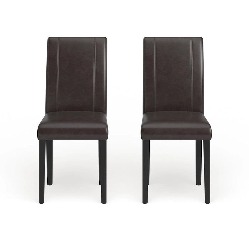 Chaises de salle à manger Parsons rembourrées en similicuir et bois massif de style urbain Roundhill Furniture (Lot de 2)