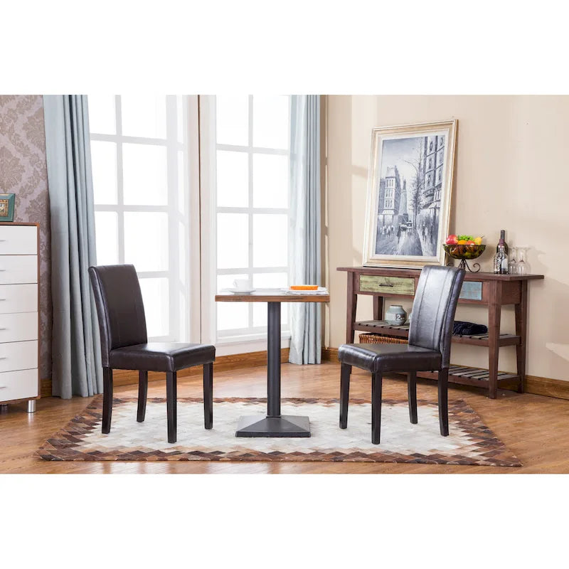 Chaises de salle à manger Parsons rembourrées en similicuir et bois massif de style urbain Roundhill Furniture (Lot de 2)