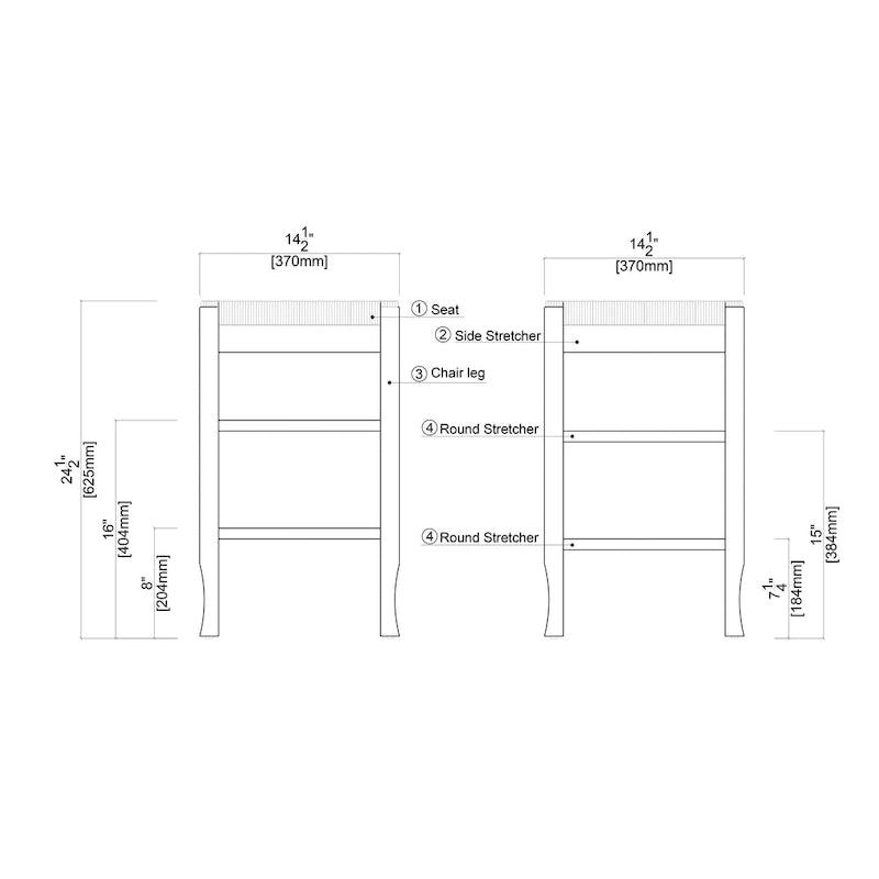 Tabouret de comptoir en bois sans dossier SQ Rush, 24 pouces