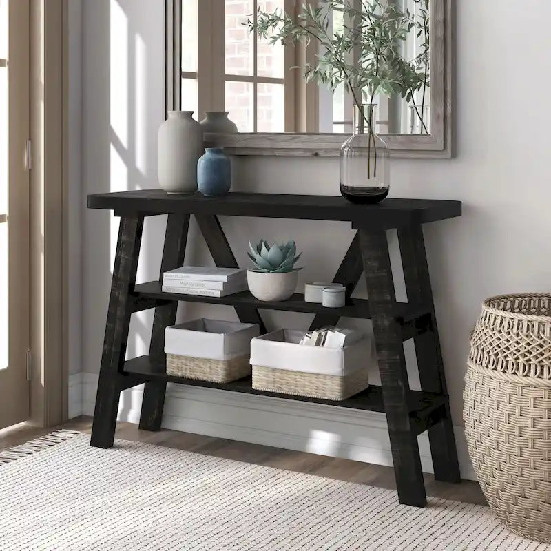 Console de rangement Maison Farmhouse de 47 pouces avec 2 étagères ouvertes