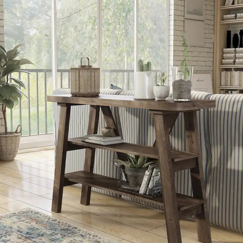 Console de rangement Maison Farmhouse de 47 pouces avec 2 étagères ouvertes