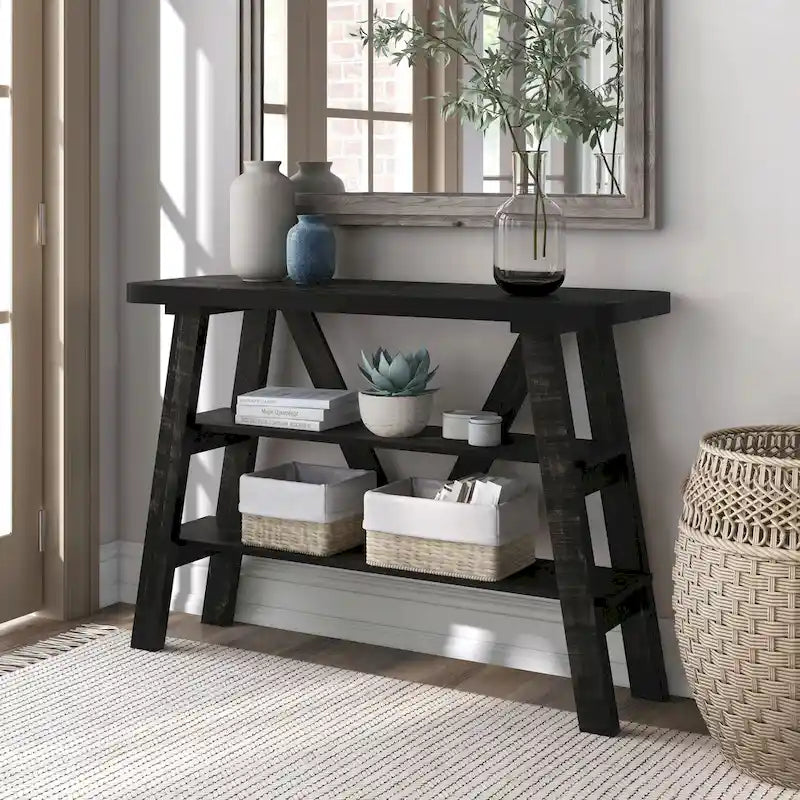 Console de rangement Maison Farmhouse de 47 pouces avec 2 étagères ouvertes