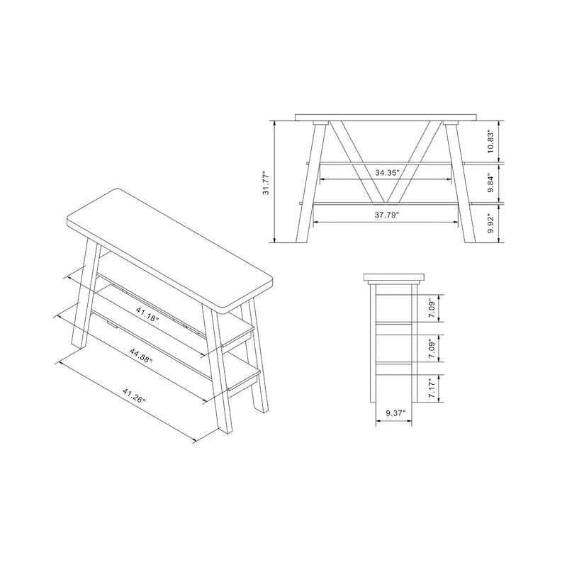 Console de rangement Maison Farmhouse de 47 pouces avec 2 étagères ouvertes