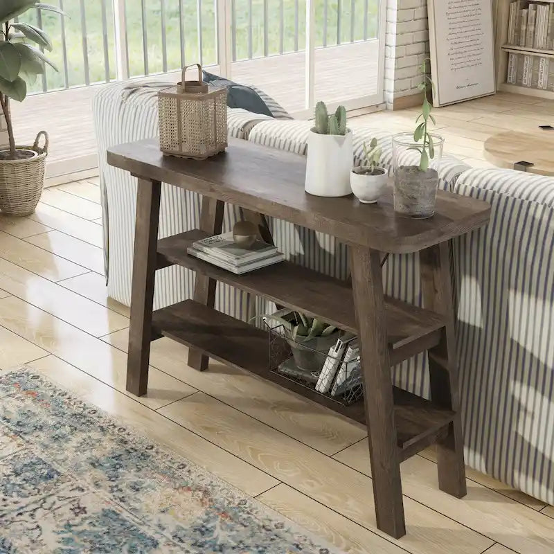Console de rangement Maison Farmhouse de 47 pouces avec 2 étagères ouvertes
