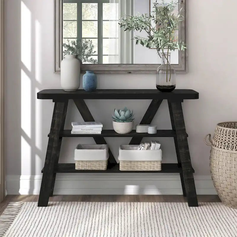 Console de rangement Maison Farmhouse de 47 pouces avec 2 étagères ouvertes