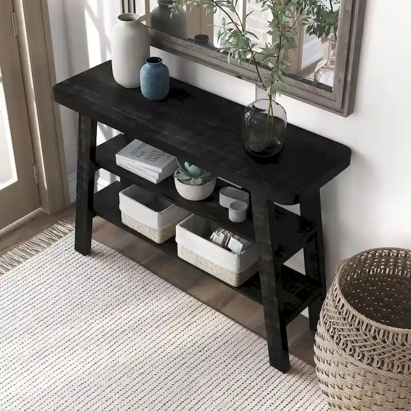Console de rangement Maison Farmhouse de 47 pouces avec 2 étagères ouvertes