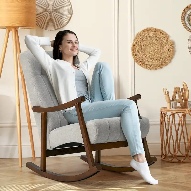 AVAWING Fauteuil à bascule rembourré Fauteuil haut de dossier moderne