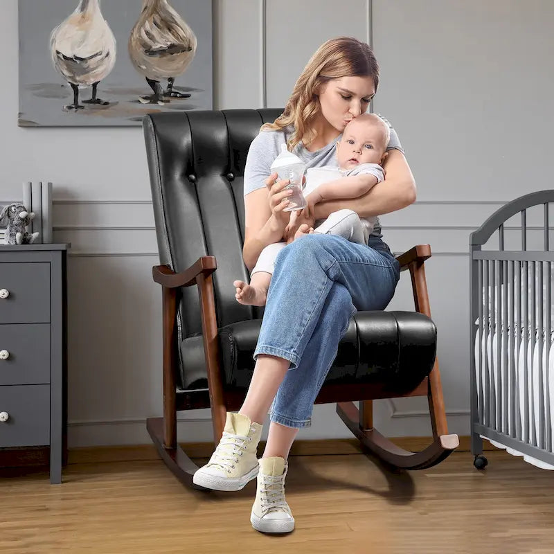 AVAWING Fauteuil à bascule rembourré Fauteuil haut de dossier moderne