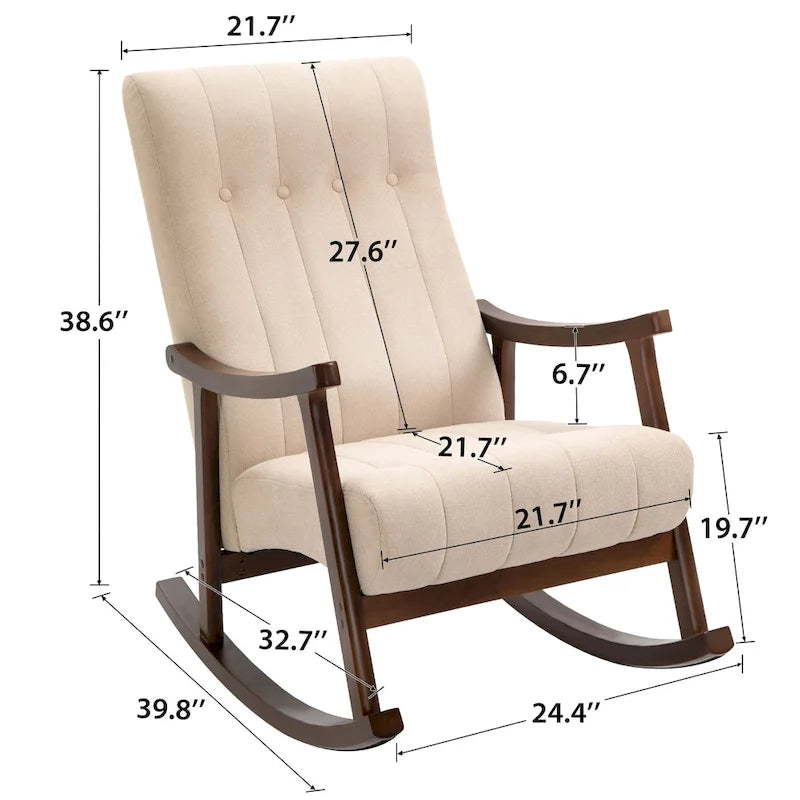 AVAWING Fauteuil à bascule rembourré Fauteuil haut de dossier moderne