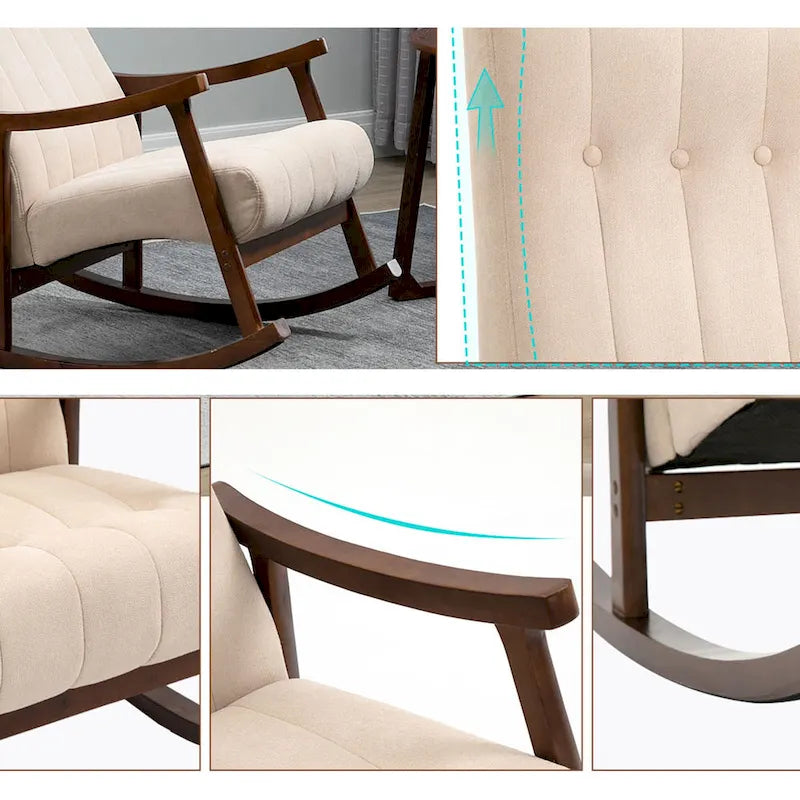AVAWING Fauteuil à bascule rembourré Fauteuil haut de dossier moderne