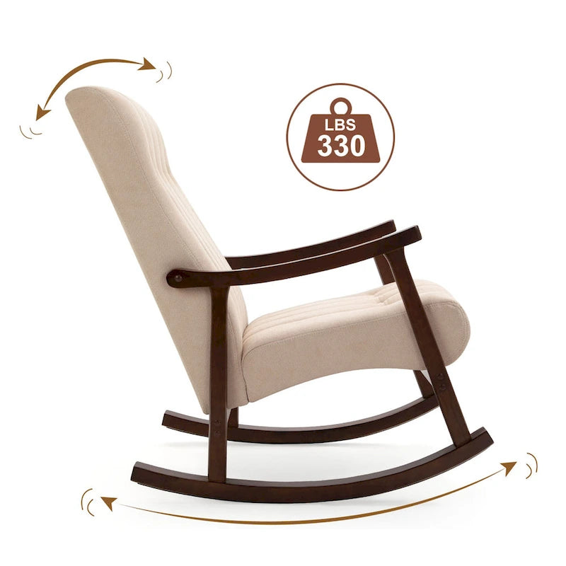 AVAWING Fauteuil à bascule rembourré Fauteuil haut de dossier moderne