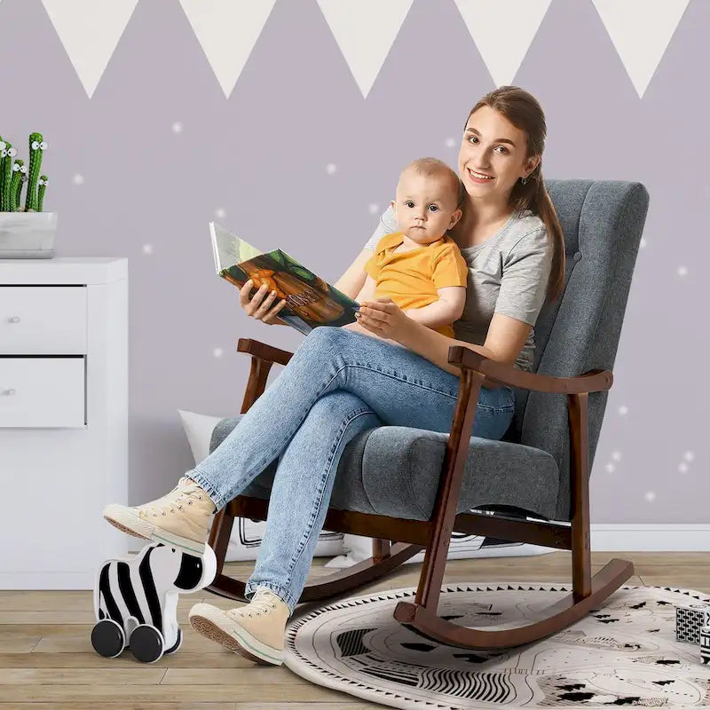 AVAWING Fauteuil à bascule rembourré Fauteuil haut de dossier moderne