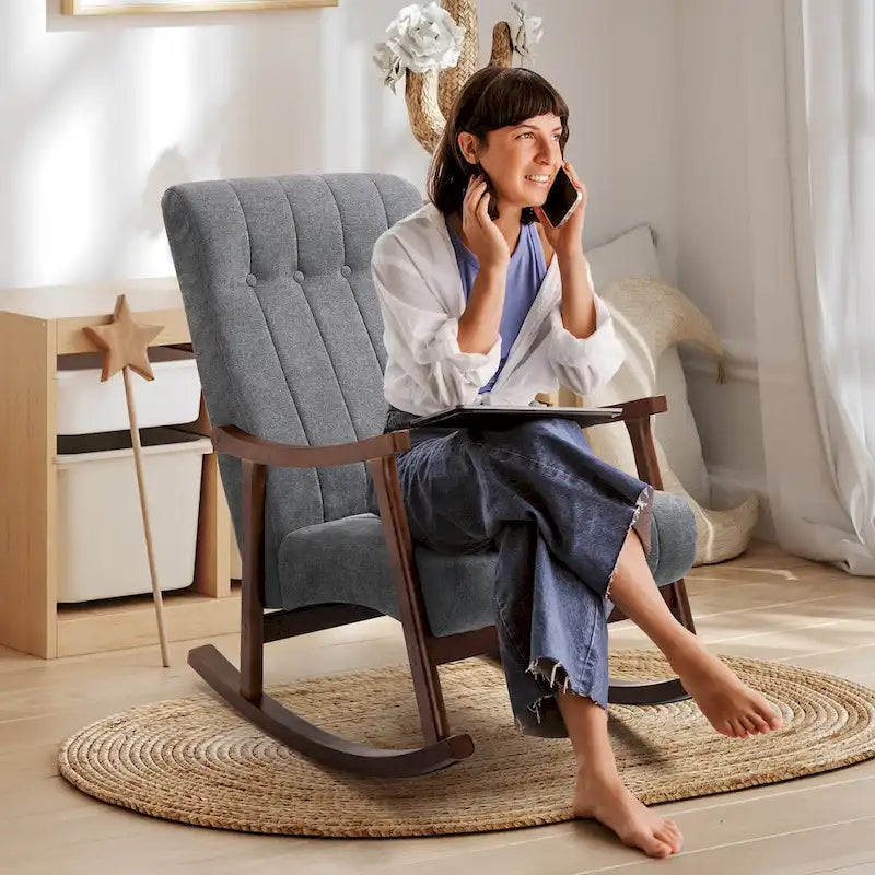 AVAWING Fauteuil à bascule rembourré Fauteuil haut de dossier moderne