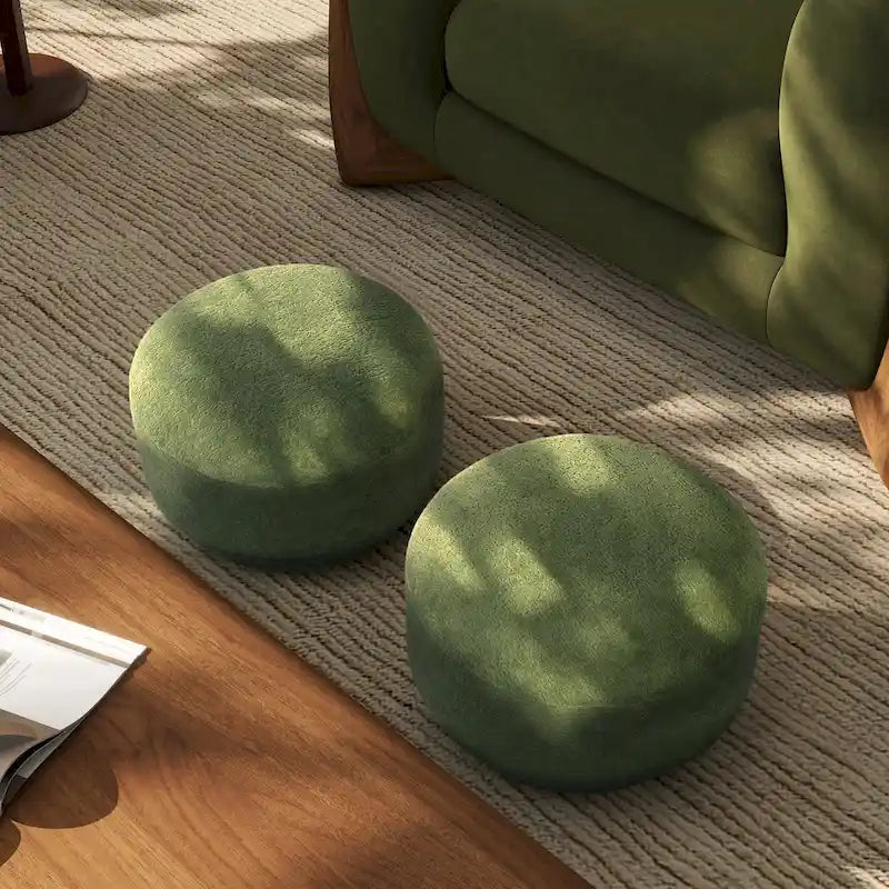 Fuji 15 Pouf Ottoman en fausse fourrure Sherpa Champignon